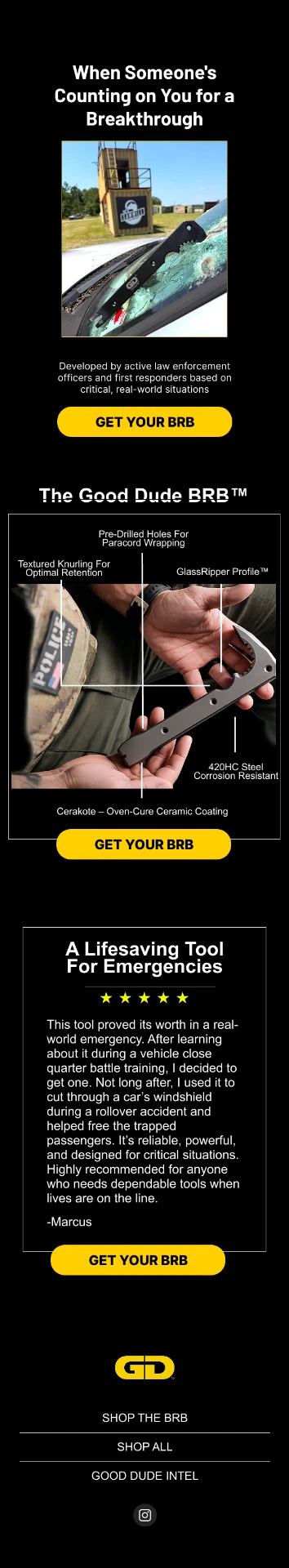Tactical tool brand campaign email designed by RAW