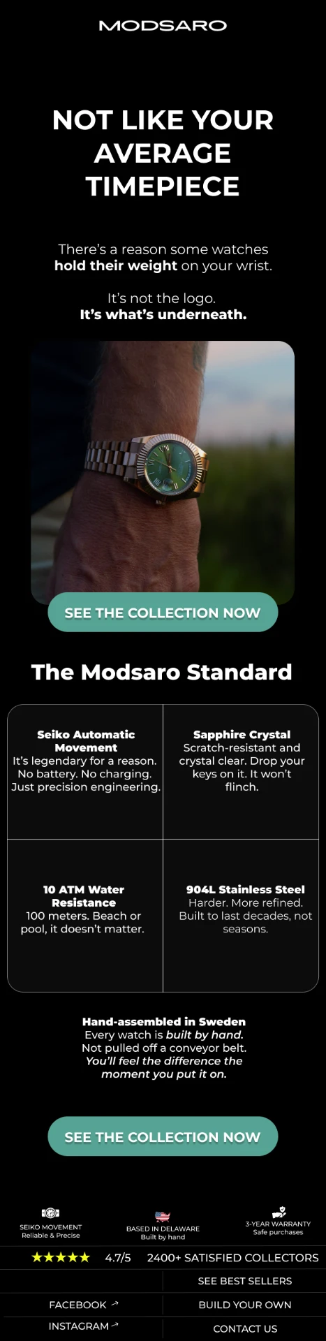 Watch brand lifecycle email designed by RAW