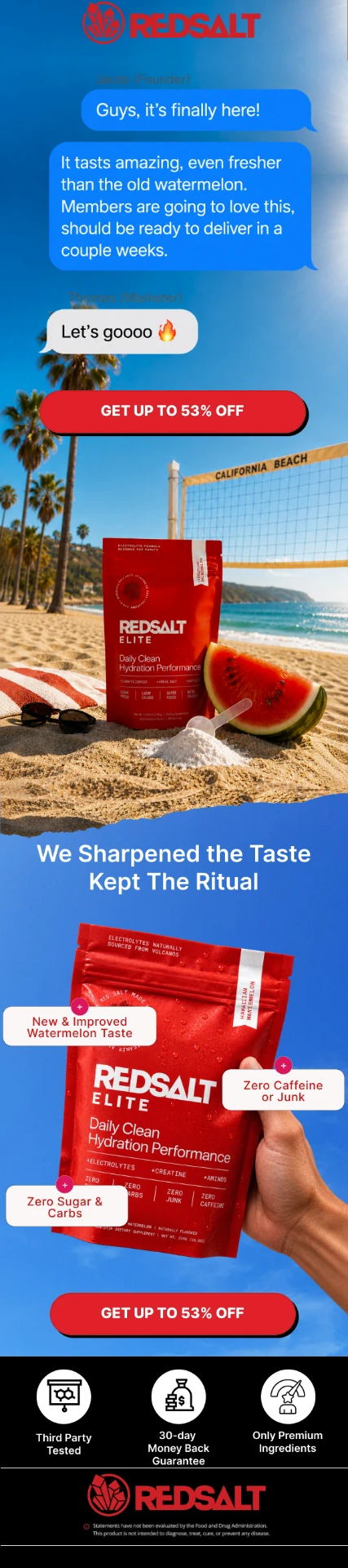 Electrolyte brand product launch email designed by RAW