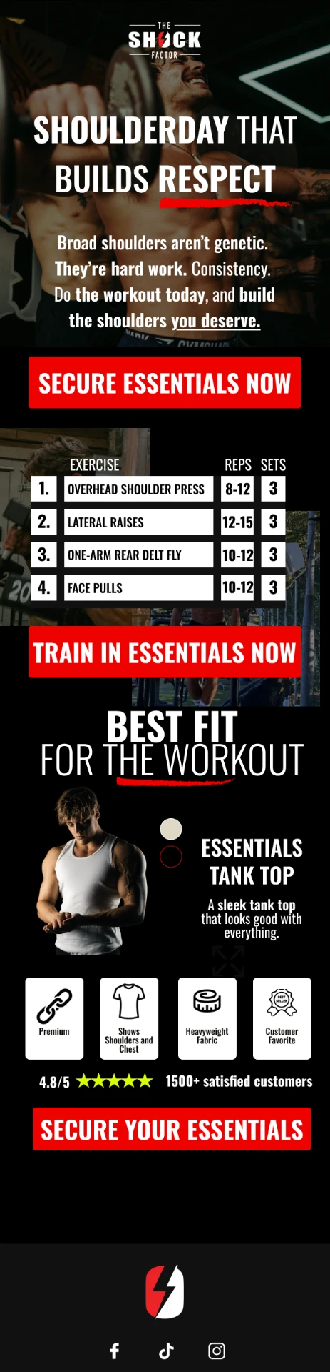 Gym clothing educational campaign email designed by RAW