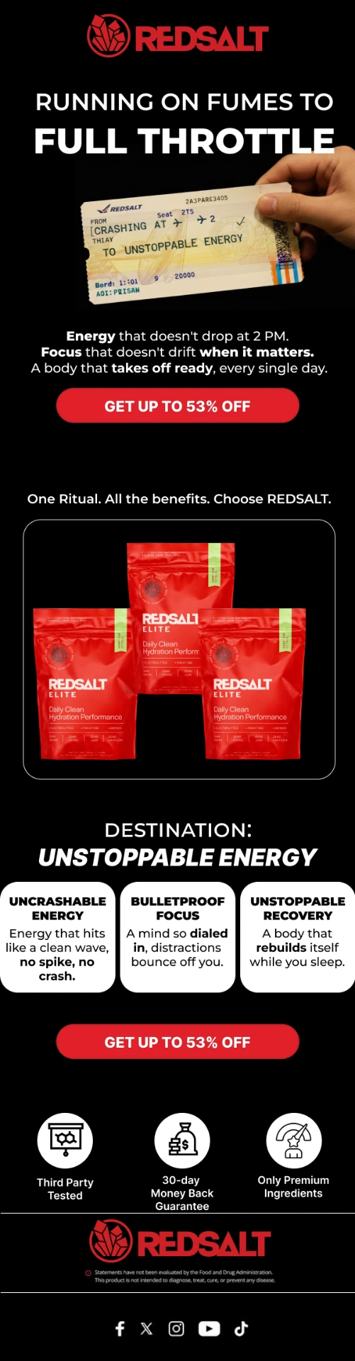 Supplement brand welcome flow email designed by RAW
